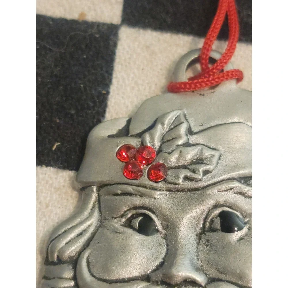 Avon Santa Face Christmas Ornament –‎ 2012 – Pewter Tone